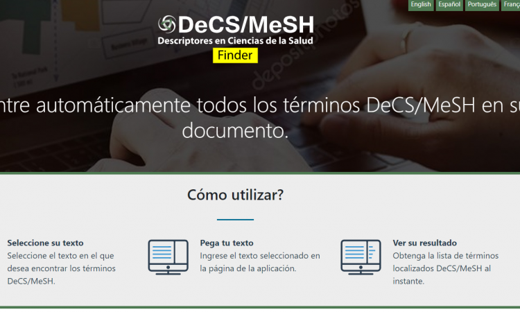 DeCS/MeSH Finder: Encuentre automáticamente los términos del tesauro presentes en su documento